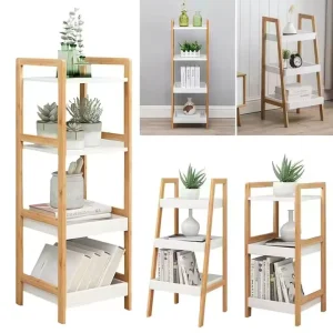 3-4 Tier Bamboo Bookcase and Ladder Shelf for Books and Plant Pots