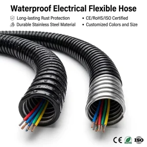 3/8″-6″ Metal Corrugated Wire Conduit Cable Flame Resistant Grey Black White Flexible PVC-Coated Steel