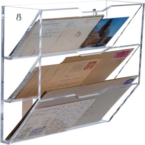 3-Layer Acrylic Letter Rack Transparent Wall-Mounted Mail Organizer for Postcards and Brochures
