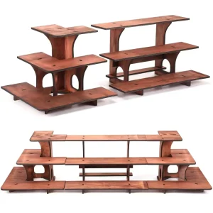 3-Piece 3-Tier Wooden Tabletop Display Stand, 40 Inches
