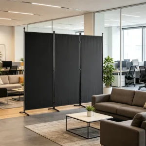 3 Piece Folding Room Divider Manufacturer Custom Color Polyester Fabric Partition Screen 255cm Wide for Office & School Project