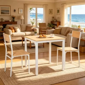 3-Piece Steel Dining Table and Chair Set
