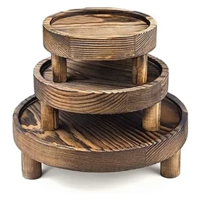 3-Piece Wooden Display Stand with 3 Tiers