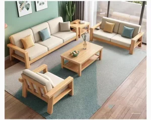 3-Seater Fabric Sofa Set with Wooden Frame for Home, Hotel, Apartment, or Hospital