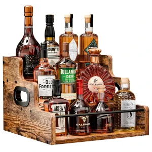 3 Step Three Layer Countertop Wood Wine Coffee Syrup Display Rack Mini Bar Home Storage Holder for Whisky Spirits