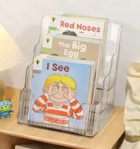 3 Tier Acrylic Brochure Holder Magazine Rack Acrylic Bookshelf Bookshelves Pamphlet Display Stand Trifold Brochure Organizer