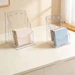 3-Tier Acrylic Waterproof Display Rack Tabletop Wall Mounted Brochure Organizer