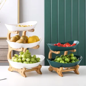3 Tier Bamboo Durable Sustainable Display Stand Natural Wood Plant Shelf for Succulents Cupcake Stand Food Storage Kitchen Spice