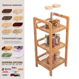 3-Tier Bamboo Ladder Shelf and Freestanding Storage Rack for Living Room, Bathroom, or Office