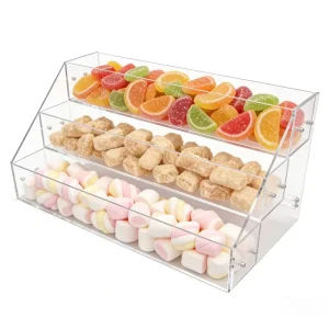 3-Tier Clear Acrylic Retail Display Bin for Dry Food and Candy