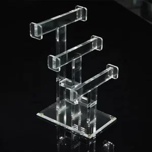 3 Tier Clear Acrylic T Bar Jewelry Display Stand Necklace Bracelet Organizer Rack Chain Holder for Counter Vanity