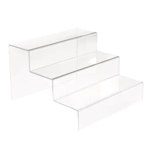 3-Tier Clear PS Acrylic Step Display Riser for Desktop and Exhibition Display
