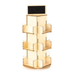 3-Tier Rotating Wooden Greeting Card Display Rack