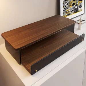 3-Tier Wood Coffee Machine Shelf with Desktop Drawer and Teacup Storage for Kitchen or Bar