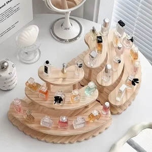 3 Tier Wooden Display Stand for Skincare Products, Essential Oils and Perfume