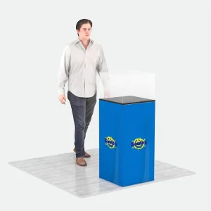 3 ft Portable Aluminum Tension Fabric LED Display Stand with Square Plastic Cabinet