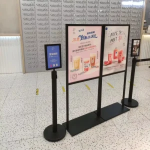 304 Stainless Steel Floor-Standing Sign Display Holder with Mirror Finish and Adjustable Height
