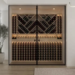 304 Stainless Steel Freestanding Wine Cabinet with Metallic Texture for Winery Home Villa