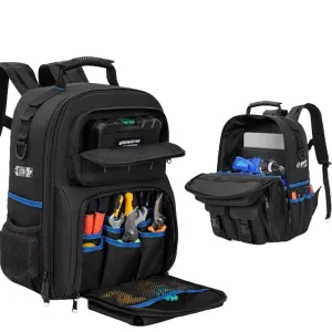 30L Foldable Zipper Portable Tool Storage Backpack Thick Durable Polyester with 12+ Compartments