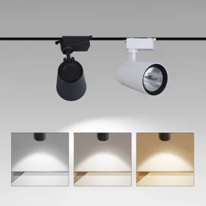 30W COB LED Track Light Aluminum Housing 3CCT Adjustable-Angle Spotlight for Retail Clothing Shop Commercial Lighting
