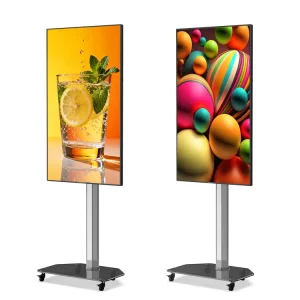 32 43 50 55 Inch Digital Signage Kiosk Floor Stand with 360-Degree Horizontal Rotation