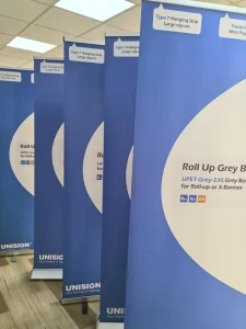 330gsm 420gsm PET Film Advertising Poster Grey Back Roll Up Banner Material