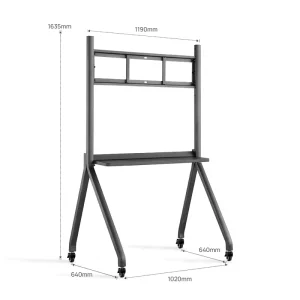 360-Degree Portable Aluminum 4-Wheel Mobile Stand for 55-100 Inch Interactive LCD Boards