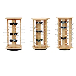 360 Degree Rotating Display Stand Iron 4 5 6 Layers Eyeglass Store Shelf Wooden Color Free Assembly Sunglass Display Rack
