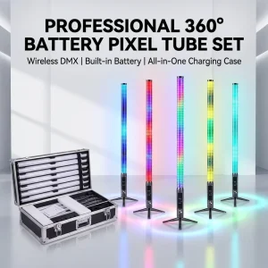 360 LED Fresnel Light Set with Charging Flight Case DMX512 RGB IP65 Ra95 5000K Daylight