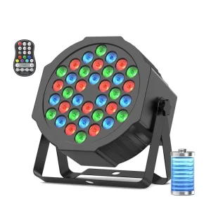 36W RGB Battery-Powered Wireless LED PAR Can Uplight with Remote Control
