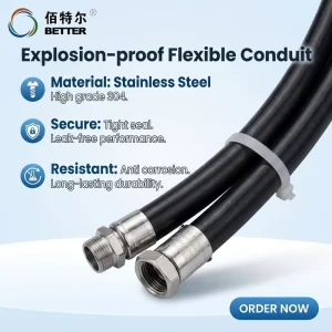 3C Certified Explosion proof Flexible Conduit Stainless Steel Connecting Pipe for Electrical Equipment DN50*1500