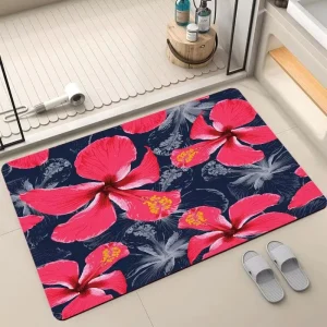 3D Anti Slip Geometric Pattern Kitchen Floor Mat Diatom Mud Bathroom Rug Machine Made