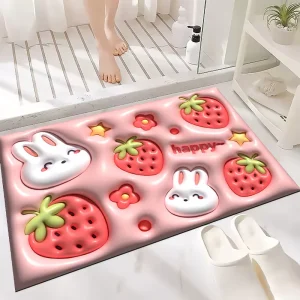 3D Stereo Bathroom Mat Non Slip Naked Eye Floor Mat for Toilet Entrance Diatomaceous Earth Carpet for Bedroom Home Rug