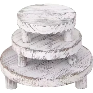 3PCS Wooden Display Riser Round Display Stand for Home Decor and Organizer Wooden Bases