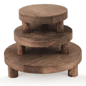 3PCS Wooden Display Riser for Display Round Display Stand Wood Riser Pedestal Stand for Home Decor and Organizer