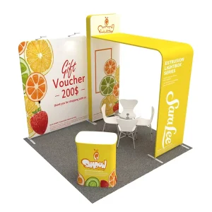 3×3 Aluminum Portable Modular Shell Scheme Trade Show Booth with Tension Fabric Graphic