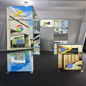 3×3 Custom Portable Trade Show Booth Stand with 10x10ft Tension Fabric Backdrop
