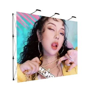 3×3 Grid Straight or Curved Aluminum Media Wall Pop-up Display Backdrop Stand