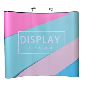3×3 Spring Magnetic PVC Pop-Up Display Stand with Aluminum Frame and Curved Backdrop