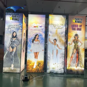 3x3x10ft Printed Backlit Tower Display Stand Aluminum Fabric Light Box Pillar for Popup Trade Show Retail Floor Advertising