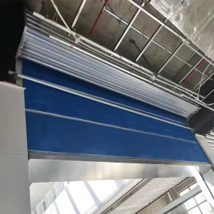 4-Hour Fire-Resistant Inorganic Fabric Smoke Curtain Roller Door with Dedicated Motors for Hospital Buildings