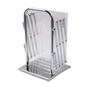 4-Layer Brochure Display Rack Clear Acrylic Holder with Metal Frame Stand for Magazines Flyers and Menus Portable Display Stand