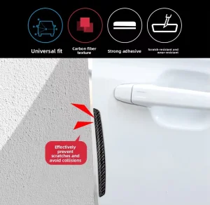 4-Piece Car Door Anti-Collision Strips Carbon Fiber Texture PVC Door Opening Anti-Scratch Protection