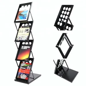 4-Pocket Folding Floor Brochure Magazine Catalog Literature Display Stand