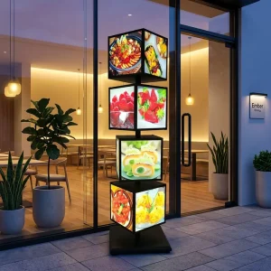 4-Sided 4-Layer Rotating LED Poster Menu Board Light Box