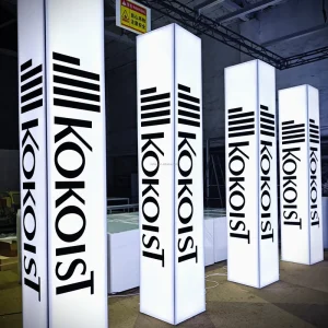 4-Sided Aluminum SEG Lightbox Tower Trade Show Illuminated Column Portable LED Backlit Display Pillar