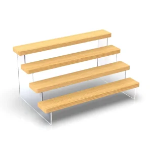 4-Step Acrylic and Wooden Transparent Display Stand