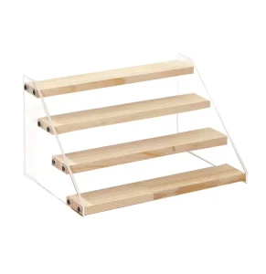 4-Step Wood Display Stand and Riser Shelf for Crafts, Boxes, Signs, Figures, and Cupcakes
