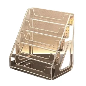 4-Tier Acrylic Brochure Display Stand with Countertop Literature Holder