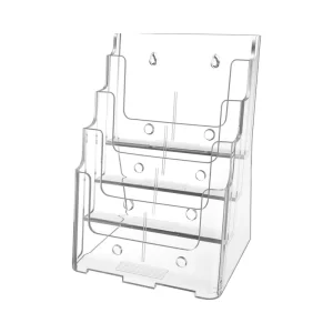4 Tier Acrylic Brochure Holder Clear Literature Organizer Removable Divider Wall Mount Countertop Display Rack for Magazines